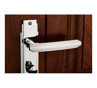 PAIR Line Detailed Handle on Bathroom Backplate 205 x 45mm Polished Chrome