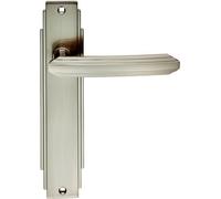 PAIR Line Detailed Handle on Latch Backplate 205 x 45mm Satin Nickel
