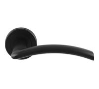 Pair Matt Black Door Handle Flat Arched Style Lever On Round Rose Concealed Fix