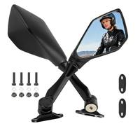 Pair Motorcycle Mirrors with Mounting Kit - Bar End Rearview Mirrors Compatible with all Popular Motorcycle Scooters, 360° Adjustable, ABS-Metal-Glass Construction