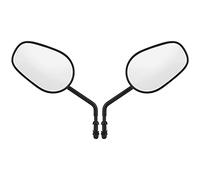 Pair Motorcycle Rearview Mirrors, Handlebar End Side View Glass, Fit for Touring Glide 96-17, Fatboy, 883/1200 04-18, Black Aluminum Shell, 360° Adjustable Pivot, Clear Visibility