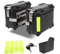 Pair Motorcycle Side Case 38L Aluminium Alloy Motorbike Hard Sides Box Trunk Luggage Panniers with Security Lock for Helmet Luggage Universal Motorcycle Side Tool Box(Black)