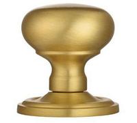 Pair Mushroom Mortice Door Knob 59mm Dia Concealed Rose Satin Brass