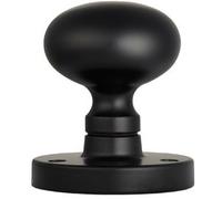 PAIR Mushroom Mortice Door Knob Half Sprung 52mm Diameter Matt Black