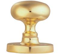 Pair Mushroom Mortice Door Knob Half Sprung 52mm Diameter Polished Brass