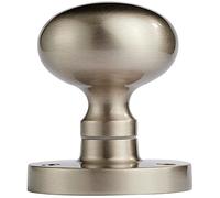 Pair - Mushroom Mortice Door Knob - Half Sprung - 52mm Diameter - Satin Nickel | Traditional Interior Door Mortice Knob - Lock or Latch Mechanism Inset into Door - Sprung Turn Handle