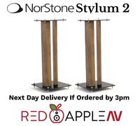 Pair NorStone Stylum 2 Speaker Stands Black Oak 60cm Universal Steel HiFi