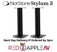 Pair NorStone Stylum 3 Speaker Stands Black 80cm Universal Steel HiFi Stands