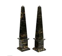 Pair Obelischi in Marble Portoro Marble Couple Obelisk Classic Sculpture Home Old Design H 40 cm