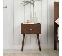 Pair Of 1 Drawer Walnut Bedside Cabinet Birlea Herringford Chevron
