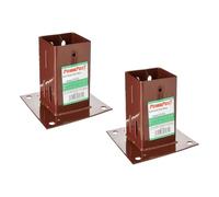 Pair of 100mm x 100mm Powder Coated Steel 'Flush Fit' Fence Post Bolt Down Shoes