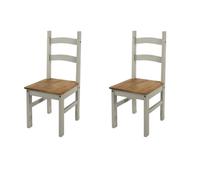 Core Products Halea Grey Pair of Solid Pinewood Chairs, Brown