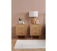 Pair Of 2 Drawer Oak Wooden Fluted Bedside Axel Birlea