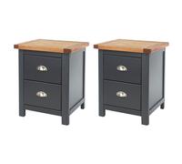 Pair of 2 Dunkeld 2-Drawer Large Bedside Cabinets, Premium Table Set, Dark Blue