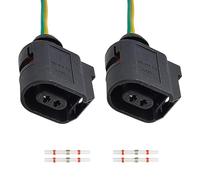 Pair of 2 Pin Sealed Female Plug Connectors for VW Audi Seat Skoda ABS Sensor 6E0973702 with 4pcs Heat Shrink Solder Seal Butt Splice Connectors