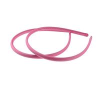 Pair of 2 Slim Thin 1cm Satin Covered Teens Girls Bridesmaid Basic Party Satin Plain DIY Alice Headband Hairband Head Hair Band Kids School Uniform (Hot Pink, One Size)
