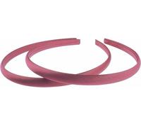 Pair of 2 Slim Thin 1cm Satin Covered Teens Girls Bridesmaid Basic Party Satin Plain DIY Alice Headband Hairband Head Hair Band Kids School Uniform (Wine, One Size)