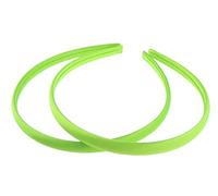 Pair of 2 Slim Thin 1cm Satin Covered Teens Girls Bridesmaid Basic Party Satin Plain DIY Alice Headband Hairband Head Hair Band Kids School Uniform (Bright Lime, One Size)