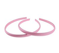 Pair of 2 Slim Thin 1cm Satin Covered Teens Girls Bridesmaid Basic Party Satin Plain DIY Alice Headband Hairband Head Hair Band Kids School Uniform (Candy Pink, One Size)