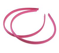Pair of 2 Slim Thin 1cm Satin Covered Teens Girls Bridesmaid Basic Party Satin Plain DIY Alice Headband Hairband Head Hair Band Kids School Uniform (Fuchsia, One Size)