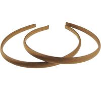 Pair of 2 Slim Thin 1cm Satin Covered Teens Girls Bridesmaid Basic Party Satin Plain DIY Alice Headband Hairband Head Hair Band Kids School Uniform (Chocolate, One Size)