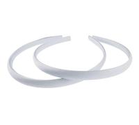 Pair of 2 Slim Thin 1cm Satin Covered Teens Girls Bridesmaid Basic Party Satin Plain DIY Alice Headband Hairband Head Hair Band Kids School Uniform (Silver, One Size)