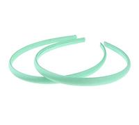 Pair of 2 Slim Thin 1cm Satin Covered Teens Girls Bridesmaid Basic Party Satin Plain DIY Alice Headband Hairband Head Hair Band Kids School Uniform (Aqua, One Size)