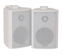 Pair of 2 Way Compact Stereo Speakers -3 Inch 60W 8Ohm - White Wall Mounted Satellite Surround Sound Set