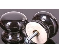 Pair of 38mm Gloss Black Porcelain Kitchen Door Knobs