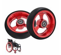 Pair of 4/5 inch Sport Wheelchair Replacement Front Caster Wheel, Non-Slip PU Solid Tires, 5/16" (8 mm) Bearing(5 inch)