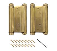 Pair of 4" Double Action Spring Hinge Stainless Steel Cafe Saloon Door Swing Self Closing Brass with Screws
