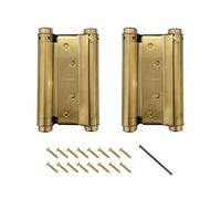 Pair of 5" Double Action Spring Hinge Stainless Steel Cafe Saloon Door Swing Self Closing Brass with Screws