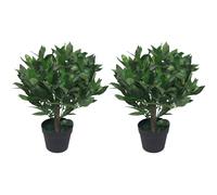 Leaf Design UK Pair of Artificial Bay Topiary Ball Trees, Mixed Materials, Green, 50cm