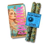 Pair of 8" (20cm) Dressed Sabbat Candles | Beeswax | Herbs & Flowers | Hand-Rolled | Witchcraft | Pagan | Wiccan (Litha)