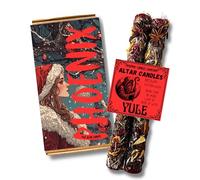 Pair of 8" (20cm) Dressed Sabbat Candles | Beeswax | Herbs & Flowers | Hand-Rolled | Witchcraft | Pagan | Wiccan (Yule)