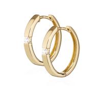 Pair of 8K 333 Yellow gold Hoop Earrings 18.4 x 2.7mm Cubic Zircon Square