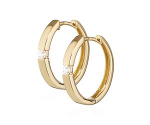 Pair of 8K 333 Yellow gold Hoop Earrings 18.4 x 2.7mm Cubic Zircon Square