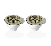 Pair Of 90mm Astini Basket Strainer Wastes For Ceramic Sinks, Fits Rak & Rangemaster, 1 1/2 Inch Outlet, Bronze
