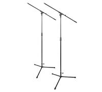 Pair of Adjustable Boom Microphone Stands with Foldable Tripod Base, Height Adjustable 950-1650mm, Steel Construction, Ideal for Live Performances, Musicians, Studios & Stage Settings - Black