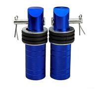 Pair of aluminum alloy motorcycle footrests with knurled to enhance grip and resist wear designed for front or rear installation on multiple motorcycle types (Blue)