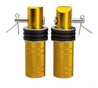 Pair of aluminum alloy motorcycle footrests with knurled to enhance grip and resist wear designed for front or rear installation on multiple motorcycle types (Gold)