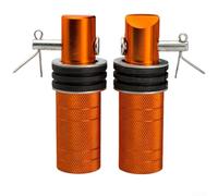 Pair of aluminum alloy motorcycle footrests with knurled to enhance grip and resist wear designed for front or rear installation on multiple motorcycle types (Orange)