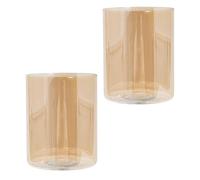 Pair of Amber Tinted Glass Shades with Traditional and Classic Shape for E14 and E27 Bulb Bases | 40w Maximum | 15cm x 12cm by Happy Homewares