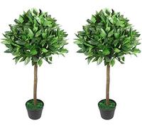 Artificial Bay Leaf Laurel Tree 4ft, Indoor & Outdoor Weatherproof Plant, Realistic Imitation Foliage, Ideal for Home, Garden, Patio, or Office Decor (Set of 2) - BPIL