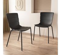 Pair of Aspen Bali Kitchen Chairs, Ribbed, Solid Colour Plastic, Steel Legs