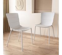 Pair of Aspen Bali Kitchen Chairs, Ribbed, Solid Colour Plastic, Steel Legs
