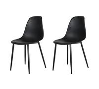 Core Products Aspen Curve Chair Black Plastic Seat with Black Metal Legs Pair, Black