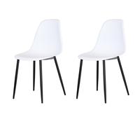 Pair of Aspen Curve Chairs, Plastic Seat With Black Metal Legs - Various Colours