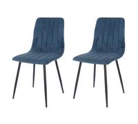 Core Products Aspen Straight Stitch Blue Cord Dining Chair Black Tapered Legs Pair, Blue
