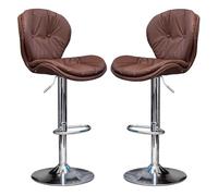 Pair of Bar Stools with Backrest, Adjustable Swivel Gas Lift, Chrome Footrest, Leisure Bar Chairs for Breakfast Bar, Kitchen, Counter, Living Room, Dining Room, Pub, Cafe, Bistro